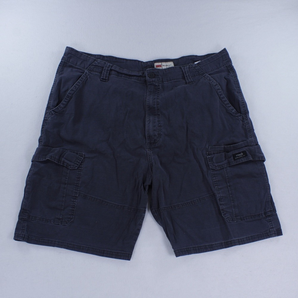 Wrangler Men's Relaxed Fit Cargo Shorts Size 40 Navy Blue Stretch Ripstop Cotton
